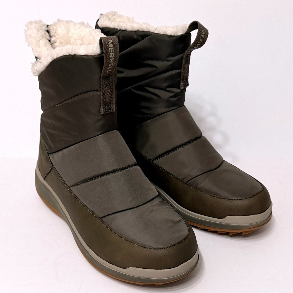 Merrell Snowcreek Sport Mid Zip Polar Snow Boots Womens 8 Olive Green J003720